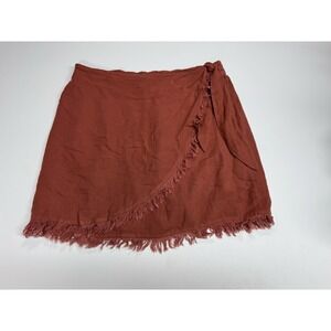 Natural Life Skort Wrap Tie High Waist Frayed Womens Size XL Flax